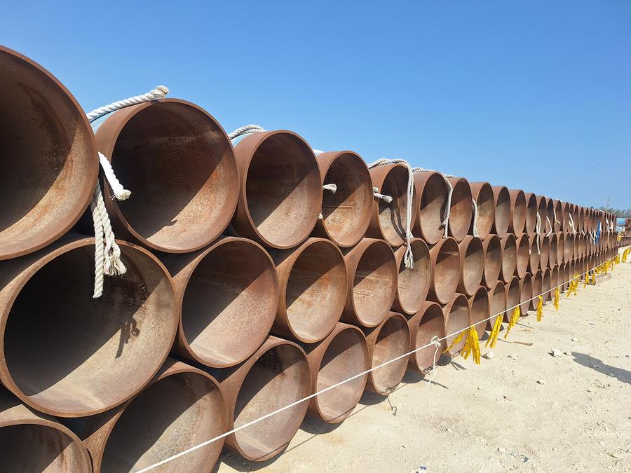 Rows of steel pipe stock